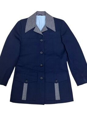 SEARS VINTAGE Jacket 80s Blue Business Casual Retro Blazer Coat Mens Small
